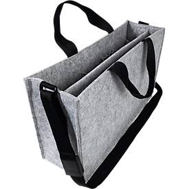 Laptoptasche Sigel Desk Sharing Bag Classic L, für Laptops bis 17,3″, 2 große und 5 kleine Fächer, Tragegriffe, Schultergurt, Kunstfilz hellgrau