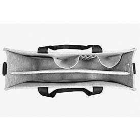 Laptoptasche Sigel Desk Sharing Bag Classic L, für Laptops bis 17,3″, 2 große und 5 kleine Fächer, Tragegriffe, Schultergurt, Kunstfilz hellgrau