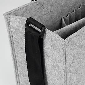 Laptoptasche Sigel Desk Sharing Bag Classic L, für Laptops bis 17,3″, 2 große und 5 kleine Fächer, Tragegriffe, Schultergurt, Kunstfilz hellgrau