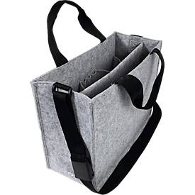 Laptoptasche Sigel Desk Sharing Bag Classic M, für Laptops bis 15,4″, 2 große und 5 kleine Fächer, Tragegriffe, Schultergurt, Kunstfilz, hellgrau
