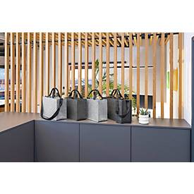 Laptoptasche Sigel Desk Sharing Bag Classic M, für Laptops bis 15,4″, 2 große und 5 kleine Fächer, Tragegriffe, Schultergurt, Kunstfilz, hellgrau