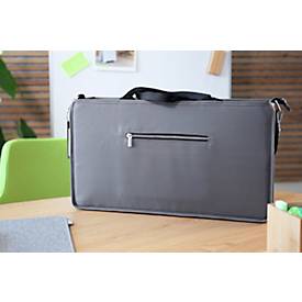 Laptoptasche Sigel Desk Sharing Bag Premium L, für Laptops bis 17,3″, 2 große und 5 kleine Fächer, Tragegriffe, Schultergurt, RPET, dunkelgrau