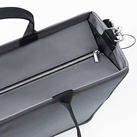 Laptoptasche Sigel Desk Sharing Bag Premium M, für Laptops bis 15,4″, 2 große und 5 kleine Fächer, Tragegriffe, Schultergurt, RPET, dunkelgrau