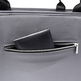 Laptoptasche Sigel Desk Sharing Bag Premium M, für Laptops bis 15,4″, 2 große und 5 kleine Fächer, Tragegriffe, Schultergurt, RPET, dunkelgrau