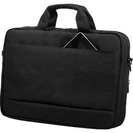 Laptoptasche Stop Ocean Plastic GRANADA RPET, für 1 Notebook bis 17' & 1 Tablet, Vorfach & Hauptfach, abnehmbarer Schultertrageriemen & Trolleyband, Recycling-PET, schwarz