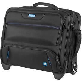 Laptoptrolley Stop Ocean Plastic BORNEO RPET, für 1 Notebook bis 17', Hauptfach & 3 Reißverschlussfächer, Netztasche, Laufrollen, Recycling-PET, schwarz