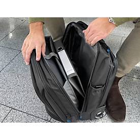 Laptoptrolley Stop Ocean Plastic BORNEO RPET, für 1 Notebook bis 17', Hauptfach & 3 Reißverschlussfächer, Netztasche, Laufrollen, Recycling-PET, schwarz