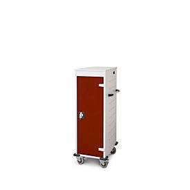 Laptopwagen mit Ladefunktion, 2-Punkt-Verriegelung, CH-Stecker, Feststellbremse, 10 Fächer, B 530 x T 1250 x H 500, braun