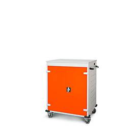 Laptopwagen mit Ladefunktion, 2-Punkt-Verriegelung, CH-Stecker, Feststellbremse, 16 Fächer, B 920 x T 500 x H 1060, orange