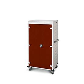 Laptopwagen mit Ladefunktion, 2-Punkt-Verriegelung, CH-Stecker, Feststellbremse, 26 Fächer, B 920 x T 500 x H 1540, braun