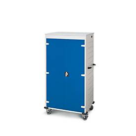 Laptopwagen mit Ladefunktion, 2-Punkt-Verriegelung, CH-Stecker, Feststellbremse, 26 Fächer, B 920 x T 500 x H 1540, enzianblau