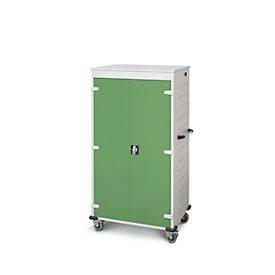 Laptopwagen mit Ladefunktion, 2-Punkt-Verriegelung, CH-Stecker, Feststellbremse, 26 Fächer, B 920 x T 500 x H 1540, grün