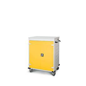 Laptopwagen mit Ladefunktion, 2-Punkt-Verriegelung, Feststellbremse, 16 Fächer, B 920 x T 500 x H 1060, gelb
