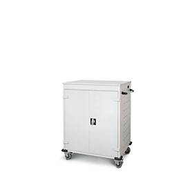 Laptopwagen mit Ladefunktion, 2-Punkt-Verriegelung, Feststellbremse, 16 Fächer, B 920 x T 500 x H 1060, lichtgrau