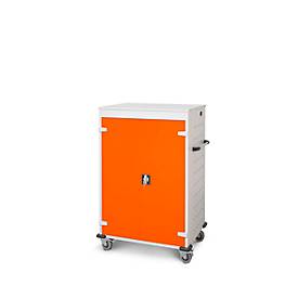 Laptopwagen mit Ladefunktion, 2-Punkt-Verriegelung, Feststellbremse, 20 Fächer, B 920 x T 500 x H 1250, orange