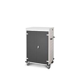 Laptopwagen mit Ladefunktion, 2-Punkt-Verriegelung, Feststellbremse, 20 Fächer, B 920 x T 500 x H 1250, tiefschwarz