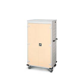 Laptopwagen mit Ladefunktion, 2-Punkt-Verriegelung, Feststellbremse, 26 Fächer, B 920 x T 500 x H 1540, hellelfenbein