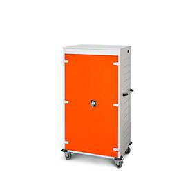 Laptopwagen mit Ladefunktion, 2-Punkt-Verriegelung, Feststellbremse, 26 Fächer, B 920 x T 500 x H 1540, orange