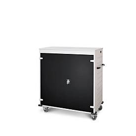 Laptopwagen mit Ladefunktion, 2-Punkt-Verriegelung, Feststellbremse, 30 Fächer, B 1310 x T 500 x H 1250, schwarz