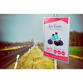 Laternen-Klapprahmen, Hochformat, wasserfest, 25 mm Profil, DIN A2, silber