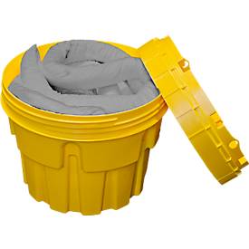 Leckagen-Notfallset in UN-Sicherheitsfass, universal, grau, 75l, für z. B. Öle, Farben