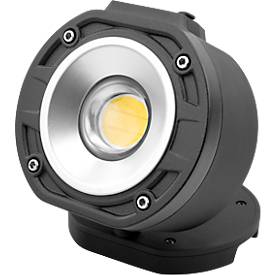 LED-Arbeitsleuchte Ansmann FL1100R, 2 Leuchtstufen, 1100 Lumen, bis zu 4,5 h, IP65, Akku, 360° Kugelgelenk, Aufhängehaken, B 90 × T 61 × H 87 mm