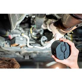 LED-Arbeitsleuchte Ansmann FL1100R, 2 Leuchtstufen, 1100 Lumen, bis zu 4,5 h, IP65, Akku, 360° Kugelgelenk, Aufhängehaken, B 90 × T 61 × H 87 mm