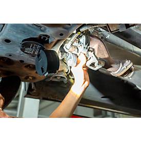 LED-Arbeitsleuchte Ansmann FL1100R, 2 Leuchtstufen, 1100 Lumen, bis zu 4,5 h, IP65, Akku, 360° Kugelgelenk, Aufhängehaken, B 90 × T 61 × H 87 mm