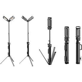LED-Arbeitsleuchte Ansmann Tripod Twin Head WL5000R, 3 Helligkeitsstufen, 5000 Lumen, IPX4, IK07, B 892 × T 120 × H 120 mm
