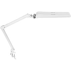 LED-Klemmleuchte MAULcraft duo, 2 Köpfe, Leistung 22 W, dimmbar, um 360° drehbar, 2860 lm, Klemmweite 63 mm, weiß