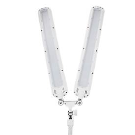 LED-Klemmleuchte MAULcraft duo, 2 Köpfe, Leistung 22 W, dimmbar, um 360° drehbar, 2860 lm, Klemmweite 63 mm, weiß