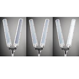 LED-Klemmleuchte MAULcraft duo, 2 Köpfe, Leistung 22 W, dimmbar, um 360° drehbar, 2860 lm, Klemmweite 63 mm, weiß