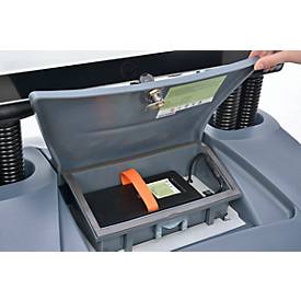 LED Kundenstopper WindPro, A1, wetterfest, beidseitig einsetzbar, mit Rollen, 650-1300 Lux, Polycarbonat, grau