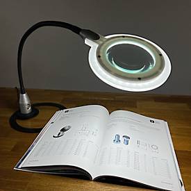 LED-Lupenleuchte Bauer & Böcker Slim, 6-fache Vergrößerung, 7,5 W, 460 lm, 5500 K, neigbar, IP65, Magnetfuß, Kunststoff, schwarz