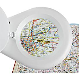 LED-Lupenleuchte MAULvisio, Leistung 8 W, 1200 lm, 3-Dioptrien-Linse, drehbarer Standfuß, weiß