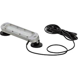 LED Maschinenleuchte Bauer & Böcker Lichtleiste S, 6 W, 600 lm, 5500 K, um 45° drehbare Gelenke, 5500 K, Magnetfuß, IP67, Aluminium, grau