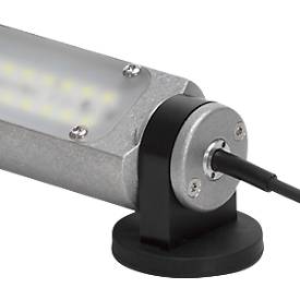 LED Maschinenleuchte Bauer & Böcker Nachtwächter M, kabelgebunden, 6 W, 600 lm, 5500 K, um 360° drehbare Gelenke, Magnetfuß, IP67, Aluminium, grau