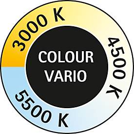 LED-Stehlampe Maul MAULsirius colour vario sensor, 80 W, 8750 lm, 3000-5500 K, direktes/indirektes Licht, stufenlos dimmbar, Aluminium & Stahl, weiß