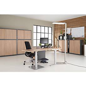 LED-Stehleuchte Butler, 80 W, 8800 lm, 4000 K, bildschirmarbeitsplatzfähig, direkt/indirekt leuchtend, stufenlos dimmbar, Bewegungssensor, silber