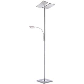 LED-Stehleuchte RUBEN, Stahl, Lichtfarbe Warmweiß, 11+4W, Fluterkopf dimmbar, Lesearm verstellbar
