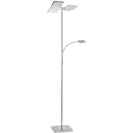 LED-Stehleuchte RUBEN, Stahl, Lichtfarbe Warmweiß, 11+4W, Fluterkopf dimmbar, Lesearm verstellbar