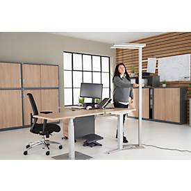 LED-Stehleuchte, stufenlos dimmbar, direkt & indirekt leuchtend, H 1950 mm, 2 x 40 W, alusilber