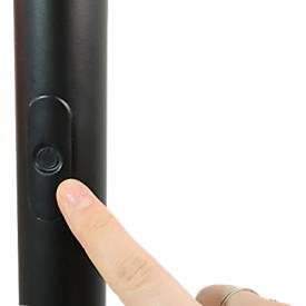 LED Stehleuchte UNILUX PRYSKA, Leistung 40 W, 4000 lm, 3000 K, 3 Leuchtstärken, dimmbar, Ø 340 x H 1800 mm, Stahl & FSC®-zertifiziertes Holz, schwarz-buche