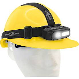 LED-Stirnlampe Ansmann HD800RS, 800 Lumen, 80 m Reichweite, bis zu 10 h, Gestensteuerung, flexibles Stirnband, B 82 × T 41,5 × H 52 mm, schwarz