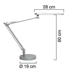 LED-Tischleuchte MAMBOLED, 7 W, 665 lm, mit Diffusor, dreh- u. neigbar, Sockel + Klemme, metallgrau