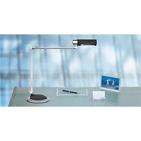 LED-Tischleuchte MAULoffice, dreh- & neigbarer Kopf/Arm, 950 Lumen, Fußauswahl, Höhe 540 mm, Aluminium & Metall, Silber-Anthrazit