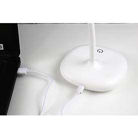 LED-Tischleuchte UNILUX GALY 1800, ideal für das Home Office, Leistung 2 W, 200 lm, 3600 K, Touchdimmer, neigbar, Akkubetrieb, mit USB-Kabel, weiß