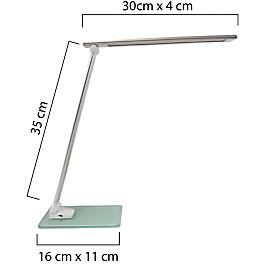 LED-Tischleuchte UNILUX Popy, 5 W, 500 lm, 3000-6000 K, 3 Leuchtstärken, dimmbar, faltbar, silber-weiß