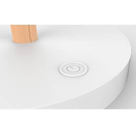 LED-Tischleuchte UNILUX VICKY, 9 W, 900 lm, 3000 K, 3 Leuchtstärken, dimmbar, USB-Ladefunktion, Buchenholz & Stahl, weiß-buche