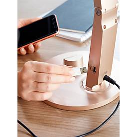 LED-Tischleuchte Vario Plus, 10 W, 620 lm, 2700-6400 K, höhenverstell-/dreh-/neigbar, USB-Ladefunktion, stufenlos dimmbar, champagner